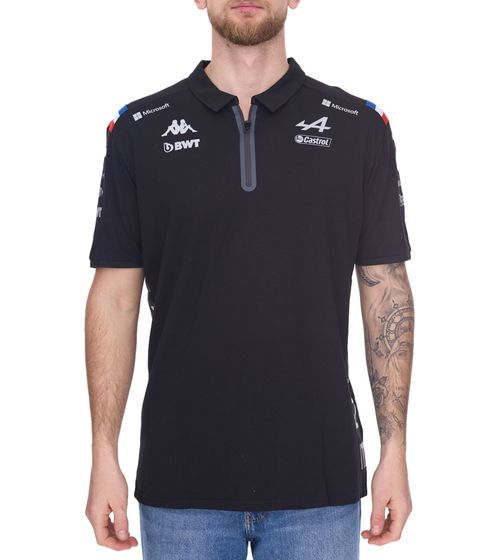 Kappa X ALPINE Formel 1 F1 Herren Polo-Shirt Baumwoll-Oberteil mit HYDRO WAY PROTECTION-Technologie Kurzarm-Shirt 341889W AF1 005 Schwarz