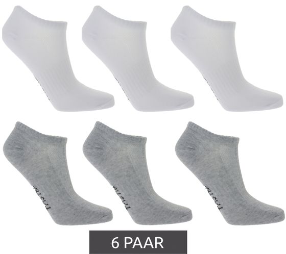 6 pares de calcetines deportivos TASTIQ, calcetines sencillos de algodón en caja de regalo, calcetines deportivos blanco/gris