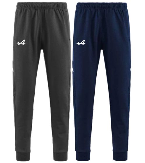 Kappa X ALPINE Formula 1 F1 men's sports trousers with cotton content, leisure trousers, homewear jogger 371G1CW AF1 dark blue or dark grey