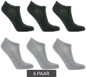 6 paires de chaussettes baskets TASTIQ, chaussettes simples en coton dans une boîte cadeau, chaussettes de sport, gris clair/gris foncé