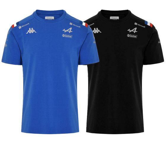 Kappa X ALPINE Formel 1 F1 Kinder T-Shirt mit HYDRO WAY PROTECTION-Technologie Kurzarm-Shirt 331915W Blau oder Schwarz