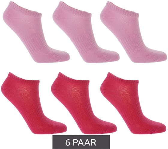 6 paires de chaussettes baskets TASTIQ, chaussettes en coton unies dans une boîte cadeau, chaussettes de sport, rose clair/rose foncé