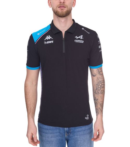 Kappa X ALPINE Formula 1 F1 men's polo shirt cotton top with HYDRO WAY PROTECTION technology short-sleeved shirt 361C2RW AF1 A12 black