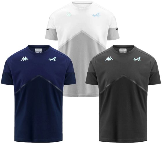 Camiseta Kappa X ALPINE Fórmula 1 Hombre Camiseta Algodón Manga Corta 371D51W Blanco, Gris Oscuro o Azul Oscuro