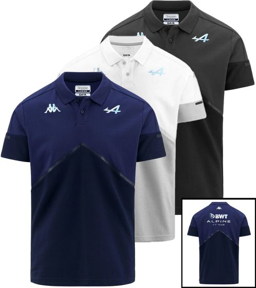 Kappa X ALPINE Formula 1 F1 Angai polo pour homme en coton à manches courtes 341D2PW AF1 en bleu, blanc ou gris