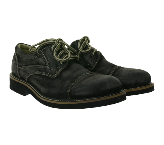 STONEROCK Himalayan men's traditional shoes, real leather shoes, Haferl shoes, lace-up shoes 1026 black/gray