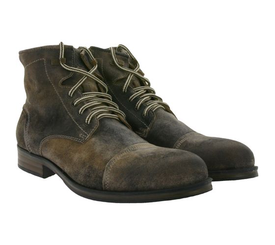 STONEROCK Wildbock Bajra Chaussures en cuir véritable pour homme Bottes à lacets Chaussures traditionnelles avec fermeture éclair latérale Chaussures d'automne 3027 Marron/Noir