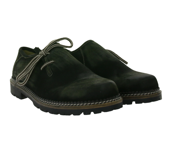 FM 35 by STONEROCK Zapatos tradicionales del Himalaya para mujer y hombre, zapatos de cuero genuino, zapatos Haferl, zapatos con cordones 1001 negro/verde oliva