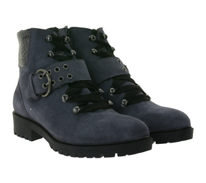 FM 35 by STONEROCK Suede Damen Trachten-Schuhe Echtleder-Schuhe Winter-Boots Herbst-Stiefel 608 Blau