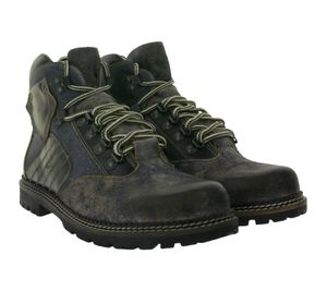 STONEROCK Wildbock Canvas Zapatos tradicionales para hombre Zapatos de cuero real Botas de invierno Botas de otoño 3019/C Marrón/Negro/Azul