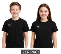 Pack de 2 PUMA TeamGoal 23 Camiseta deportiva informal para niños y niñas Camiseta de algodón con logo bordado 656709 03 Negro
