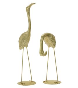 Pack de 2 figurines décoratives LEONIQUE grue décoration d'intérieur 8x8x30cm / 12x8x20cm accessoires pour la maison or