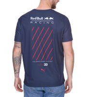 PUMA x Red Bull Racing F1 Max Verstappen Weltmeister Herren T-Shirt mit Grafikdruck auf Front- und Rückseite Sport-Shirt 763381 01 Navy
