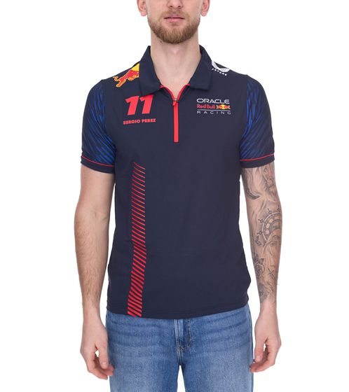 Polo Oracle Red Bull Racing F1 Sergio Perez da uomo con stampa grafica sul davanti e sul retro TM3182 Navy