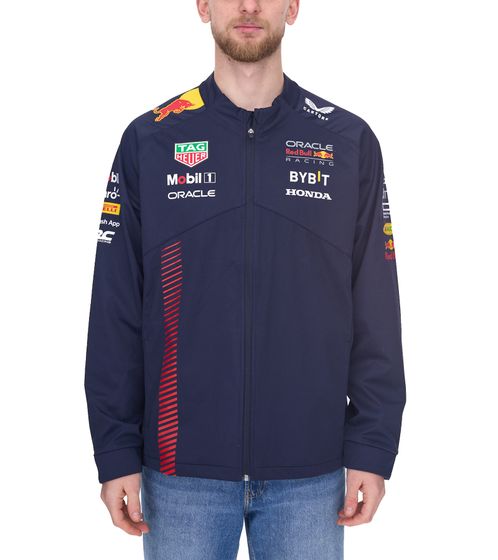 Giacca softshell da uomo Oracle Red Bull Racing Formula 1 F1 con grande stampa grafica sulla giacca di transizione posteriore TU2649 Navy