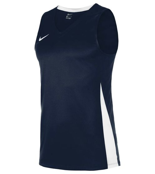 NIKE Team Basketball Canotta da uomo con maglietta sportiva DryFit Maglia da allenamento NT0199-451 Navy/Bianco