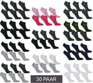 30 Paar TASTIQ Sneaker-Socken schlichte Baumwoll-Socken in Geschenkbox Sport-Socken Grau, Schwarz, Weiß, Blau, Grün oder Rosa