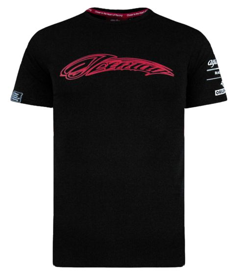 ALFA ROMEO Stealth Herren T-Shirt Kurzarm-Shirt mit Kimi Räikkönen Iceman-Logo ARR_KRTS762 Schwarz/Rot