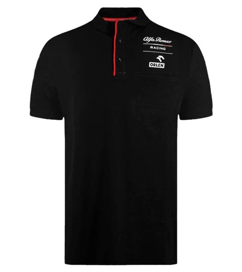 ALFA ROMEO Essential Herren Polo-Shirt Baumwoll-Shirt Kurzarm-Shirt ARR_ESPO82 Schwarz