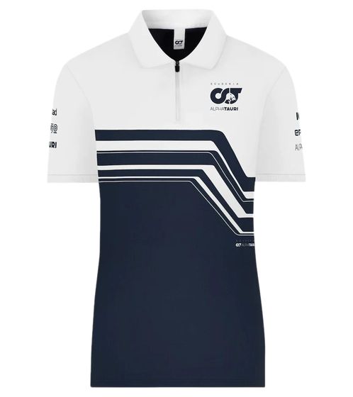 ALPHATAURI Formula 1 F1 Polo da donna in cotone Polo per il tempo libero SAT22138 Blu/Bianco