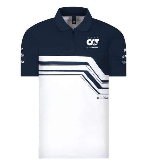 ALPHATAURI Formula 1 F1 Polo da uomo in cotone Polo per il tempo libero SAT22028 Bianco/Blu