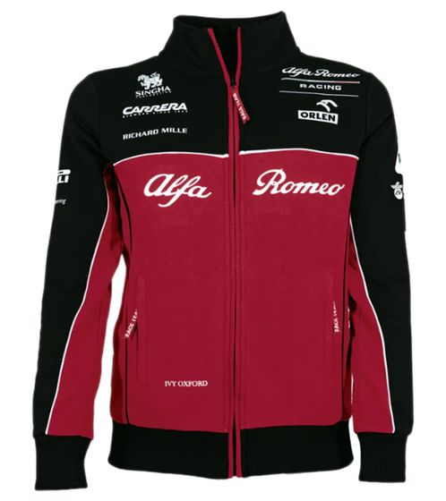 ALFA ROMEO Herren Sweat-Jacke mit Stehkragen Baumwoll-Jacke Freizeit-Jacke ARR_RTCSW23 Rot/Schwarz