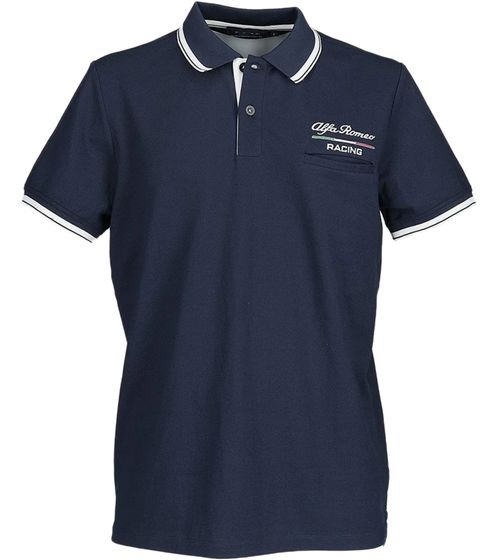 ALFA ROMEO Travel Herren Polo-Shirt mit Baumwollanteil Freizeit-Shirt Kurzarm-Shirt AFRTPO13 Dunkelblau