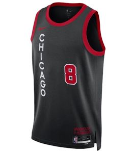 NIKE NBA Donovan Zach Lavine Chicago Bulls Canotta da basket da uomo con maglietta sportiva DryFit Maglia da allenamento DX8497-010 Nera