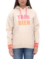 ZWILLINGSHERZ Hoodie Damen Kapuzen-Pullover mit Statement Print Baumwoll-Sweater Dunkelblau oder Beige