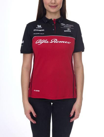 Polo femme ALFA ROMEO, chemise décontractée, chemise à manches courtes ARR_RTCPOW21 rouge/noir