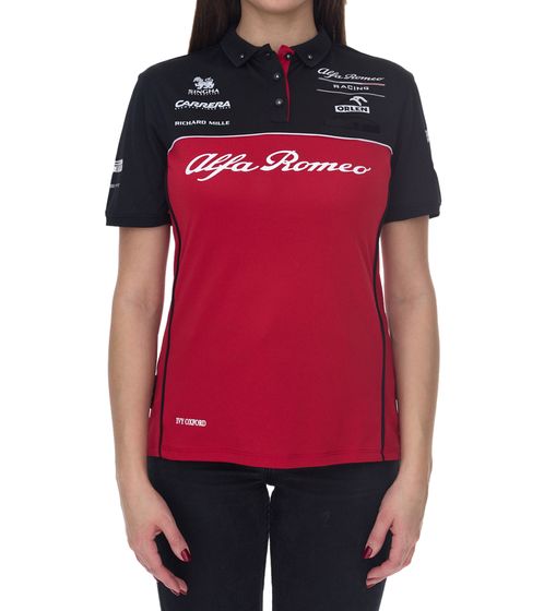 Polo donna ALFA ROMEO, camicia casual, maglia a maniche corte ARR_RTCPOW21 rosso/nero