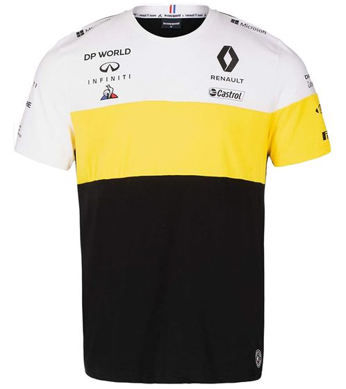 Le Coq Sportif Fomel 1 F1 Renault T-Shirt Homme Manches Courtes Chemise en Coton 2010958 Noir/Blanc/Jaune