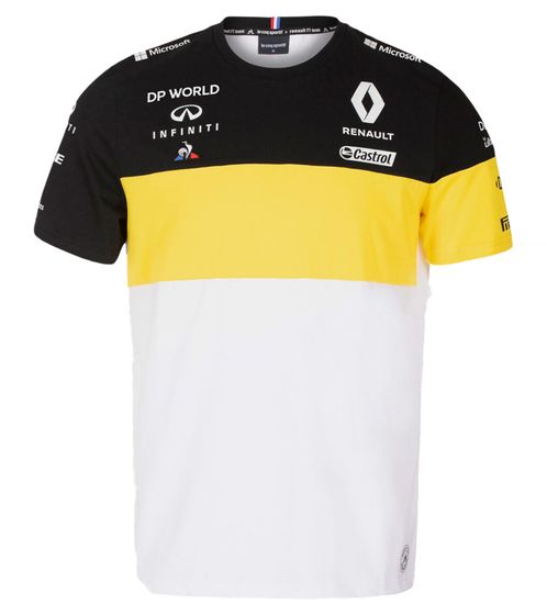 Le Coq Sportif Fomel 1 F1 Renault Camiseta Hombre Manga Corta Algodón 2010953 Negro/Blanco/Amarillo