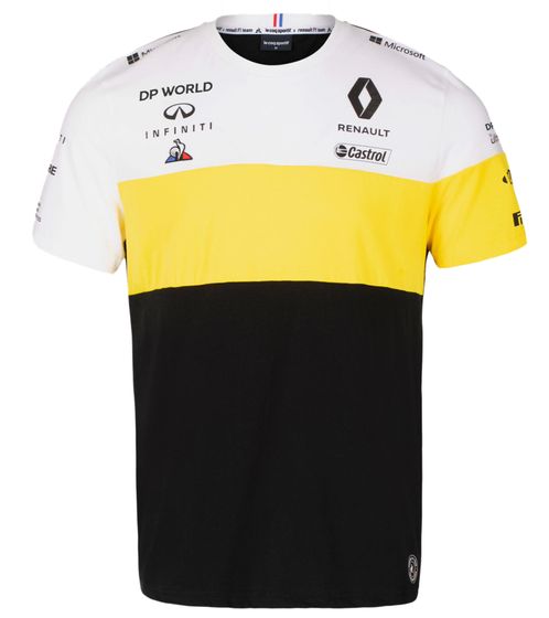 Camiseta infantil Le Coq Sportif Fomel 1 F1 Renault Camiseta de algodón de manga corta 2010982 Negro/Blanco/Amarillo