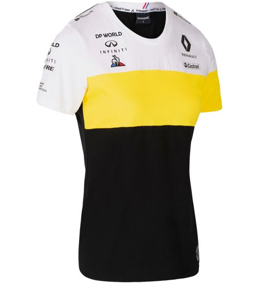 Le Coq Sportif Fomel 1 F1 Renault women's T-shirt short-sleeved cotton shirt 2010969 black/white/yellow