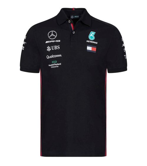 Mercedes-Benz AMG Petronas F1 Herren Polo-Shirt Kurzarm-Shirt Baumwoll-Shirt 141191040 100 Schwarz