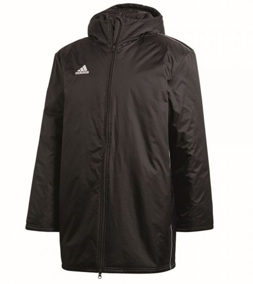 adidas Football Core 18 Stadium Jacket Giacca a vento da uomo Giacca da stadio idrorepellente con cappuccio CE9057 Nero