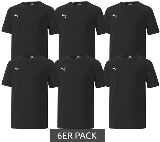 Pack of 6 PUMA TeamGoal 23 Casual children's sports shirts for boys and girls, cotton T-shirt with logo embroidery 656709 03 black