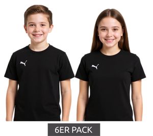 6er Pack PUMA TeamGoal 23 Casual Kinder Sport-Shirt für Jungen & Mädchen Baumwoll T-Shirt mit Logo-Stickerei 656709 03 Schwarz