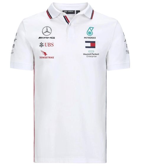 Mercedes-Benz AMG Petronas F1 men's polo shirt, short-sleeved shirt, cotton shirt 141101068 200 white