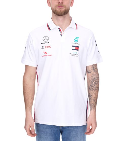 Polo da uomo Mercedes-Benz AMG Petronas F1 a maniche corte in cotone 141101068 200 bianco