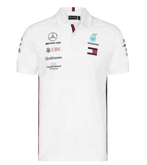 Mercedes-Benz AMG Petronas F1 Herren Polo-Shirt Kurzarm-Shirt Baumwoll-Shirt 141191040 200 Weiß