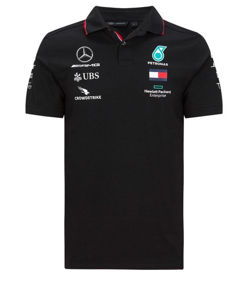 Polo da uomo Mercedes-Benz AMG Petronas F1 a maniche corte in cotone 141101068 100 nero