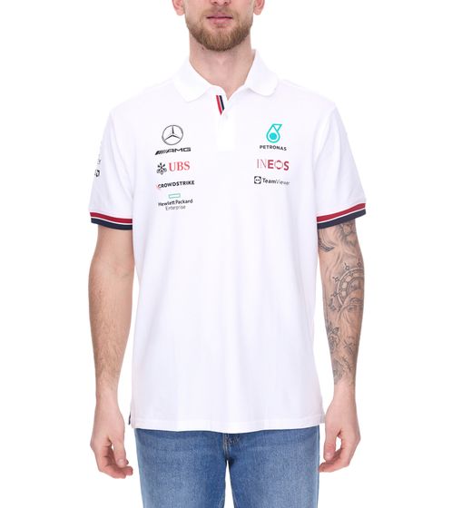 Mercedes-Benz AMG Petronas F1 men's polo shirt, short-sleeved shirt, cotton shirt 701219232 002 white