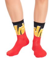 2 pares de calcetines TASTIQ de algodón con estampado, medias largas en caja de regalo TAS/1/CSX2 con estampado de patatas fritas o con estampado de latte macchiato
