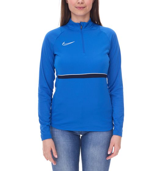 NIKE Academy 21 Dry Drill Longsleeve Damen Trainings-Top mit Half-Zip Sweatshirt mit Dry-Fit CV2653-463 Blau