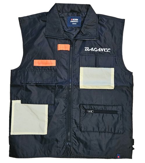 Elegante gilet da esterno da uomo Denim Project, gilet di transizione con colletto Kent, giacca per tutti i giorni DP 3D VEST 001 nero