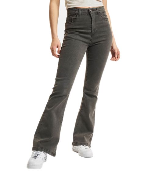 Denim Project Damen High-Rise Denim-Hose Baumwoll-Hose Schlag-Hose Alltags-Jeans JIB-DPW-009 W007 Grau