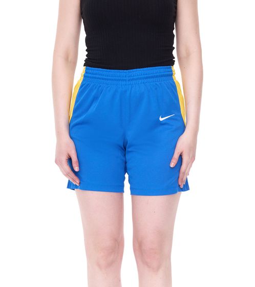 Pantalones cortos deportivos ligeros para mujer NIKE Team, pantalones cortos de baloncesto, pantalones de entrenamiento NT0212-464 azul/amarillo