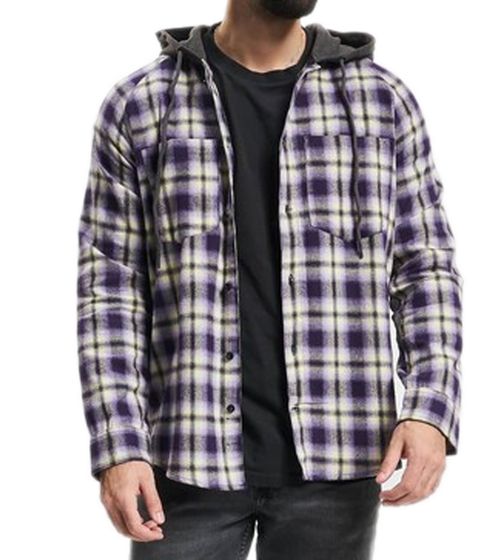 Denim Project Checked - Chaqueta camisera de cuadros para hombre con bolsillos en el pecho, chaqueta de algodón, camisa con capucha DP-10022-130 852, color morado, amarillo y negro